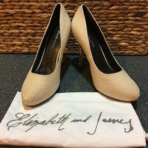 Elizabeth & James Burlap Vero Cuoio Heels /Dustbag